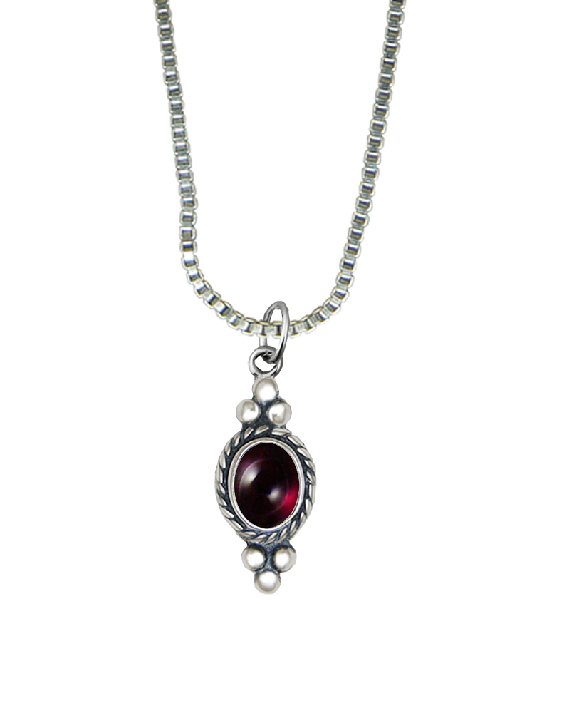 Sterling Silver Little Garnet Pendant Necklace